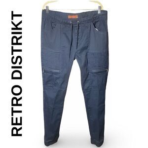 RETRO DISTRIKT Comfort Slim Fit, Stretch, Moto Style Pull-on Joggers, Size L